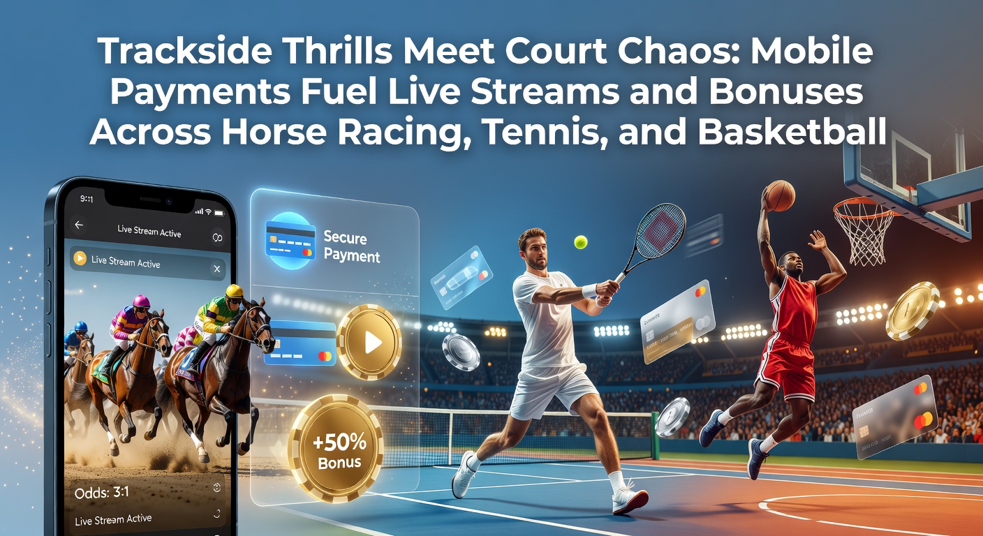 Ein Pferderennen mit Galoppierenden Pferden vor jubelnden Zuschauern, während auf einem Smartphone ein Live-Stream und Wettoptionen laufen